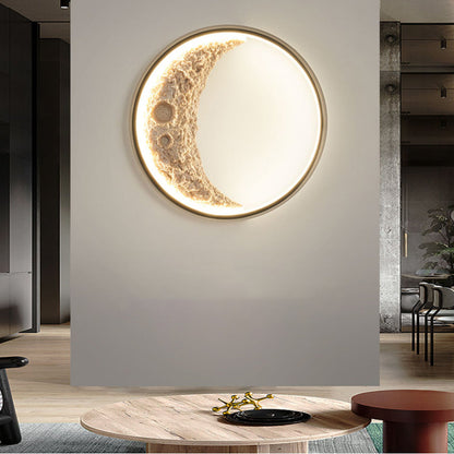 Round Resin Crescent Moon LED Outdoor Wall Sconce IP54 Black