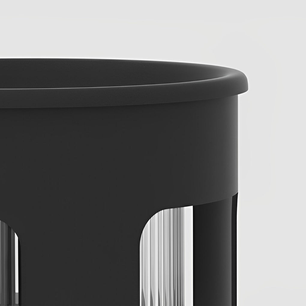 Round Outdoor Table Lamp Solar or Hardwired LED Stainless Steel Black Under-Table Lighting 3000K IP65 3 Sizes Garden Lawn