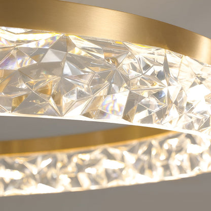 Minimalist Round LED Semi-Flush Mount Ceiling Light Modern Copper Acrylic Gold 3 Step Dimmable 20 Inch