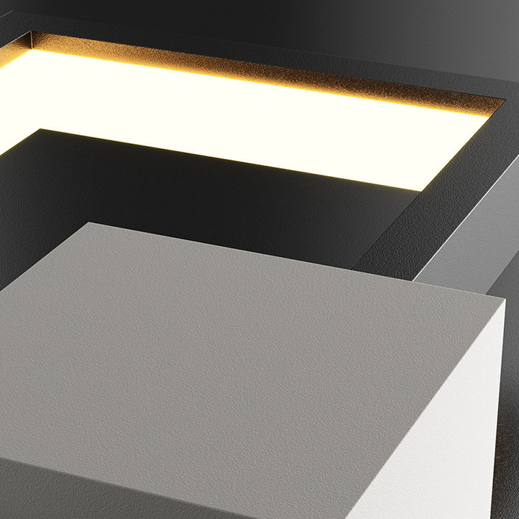 Rectangular Three-Color LED Wall Sconce Modern Nordic Bedroom Hallway Black Gold