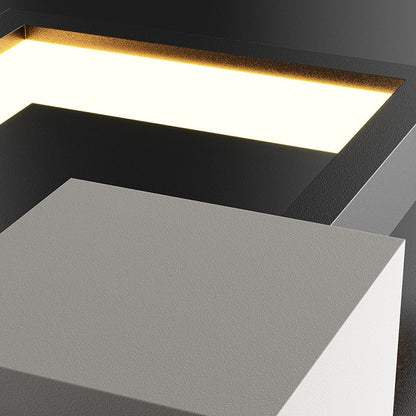 Rectangular Three-Color LED Wall Sconce Modern Nordic Bedroom Hallway Black Gold