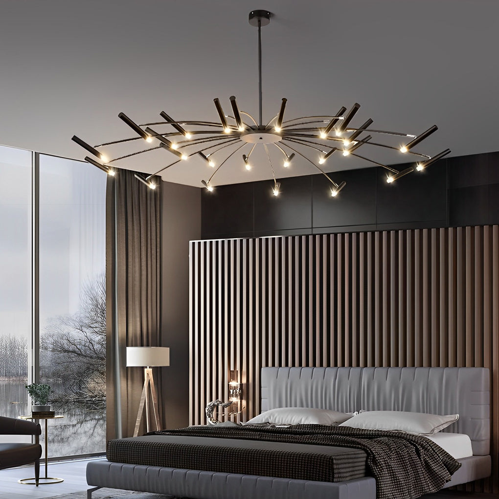 Modern Adjustable Metal LED Chandelier Minimalist Linear Ceiling Light