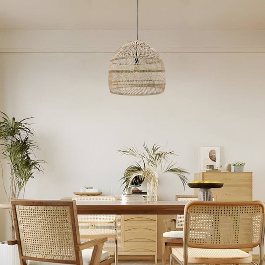 Bohemian Rattan Woven Dome Pendant Light