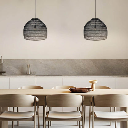 Bohemian Rattan Woven Dome Pendant Light