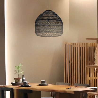 Bohemian Rattan Woven Dome Pendant Light