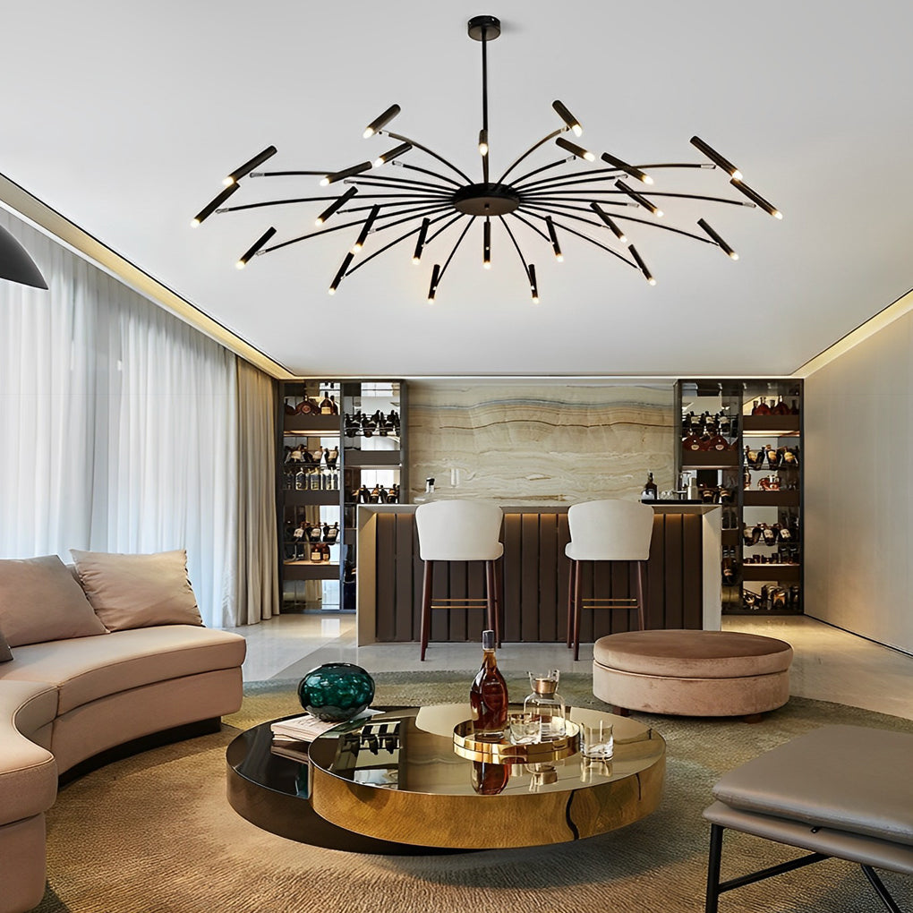 Modern Adjustable Metal LED Chandelier Minimalist Linear Ceiling Light