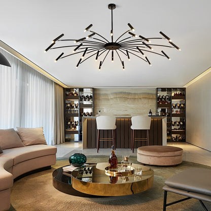 Modern Adjustable Metal LED Chandelier Minimalist Linear Ceiling Light