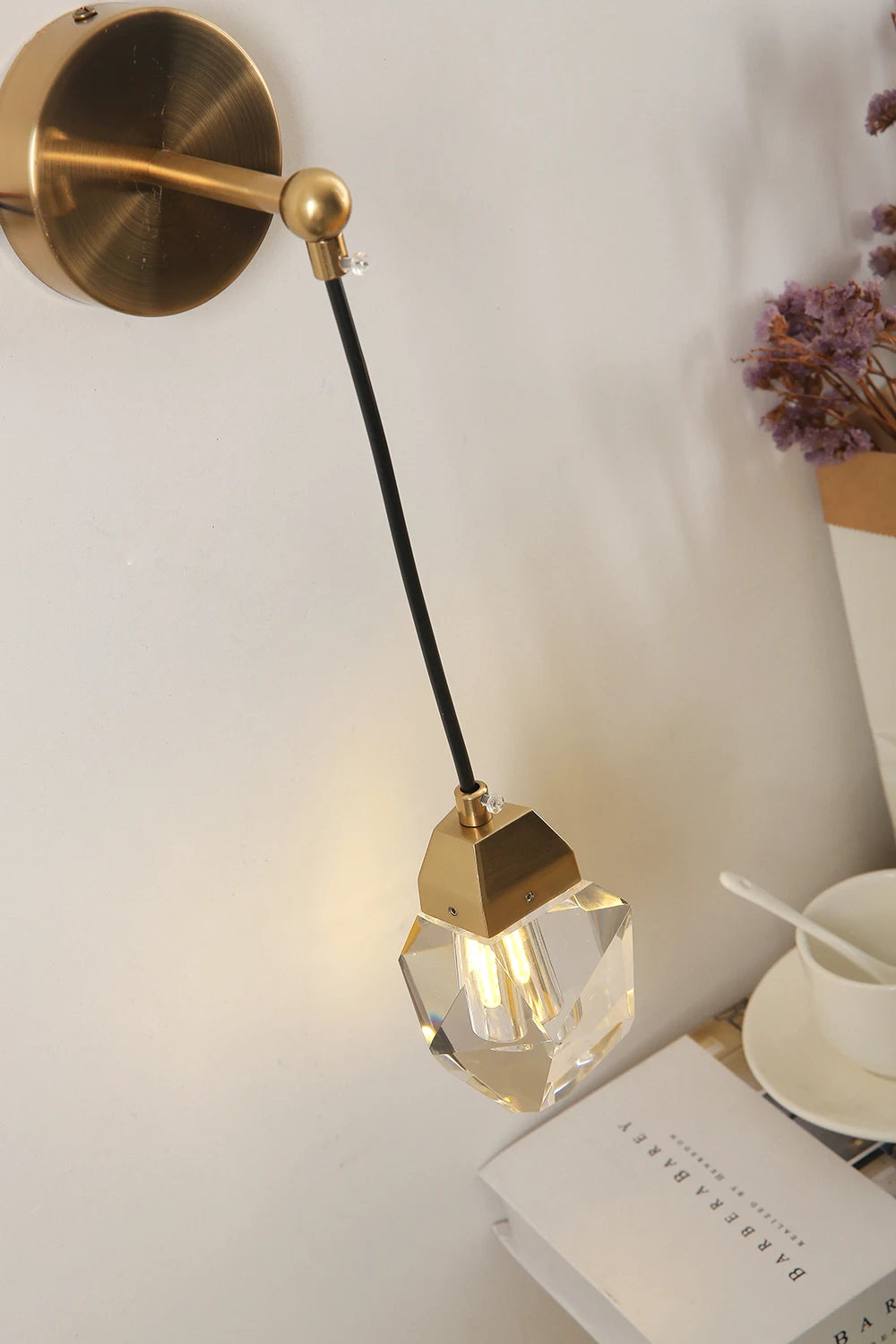 Modern Glass Wall Sconce Gold G9 Minimalist Bedroom Living Room