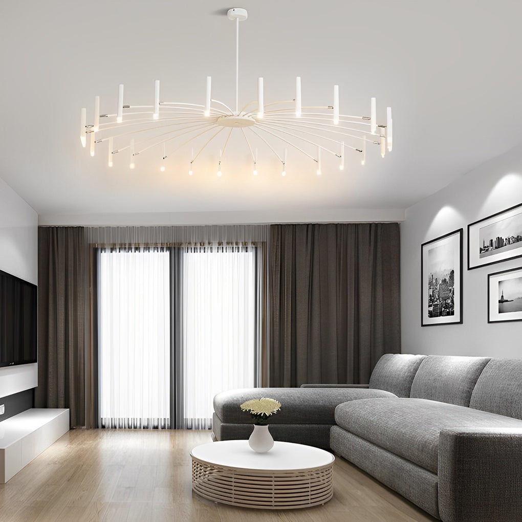 Modern Adjustable Metal LED Chandelier Minimalist Linear Ceiling Light