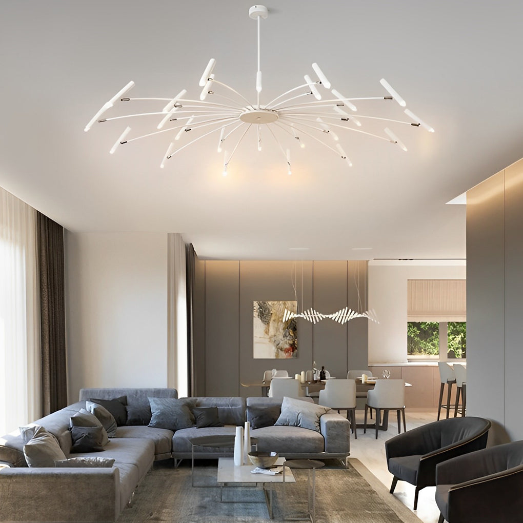 Modern Adjustable Metal LED Chandelier Minimalist Linear Ceiling Light