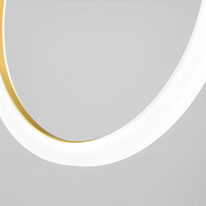 Staircase Chandelier Iron Acrylic Ring Gold Black Integrated LED Modern Nordic Retro Remote Control Stepless Dimming Twelve Configurations 1-Light to 20-Light