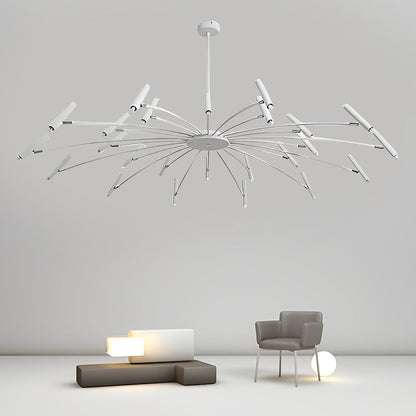 Modern Adjustable Metal LED Chandelier Minimalist Linear Ceiling Light