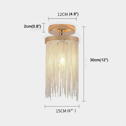 Tassel Semi Flush Mount Ceiling Light Modern Farmhouse Metal Gold Chrome Blue Green