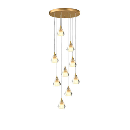 Staircase Chandelier H65 Brass Crystal Shade Brushed Copper Gold Integrated LED Modern Retro Nordic 3-Step Colour Temperature Five Configurations 9-Light to 36-Light