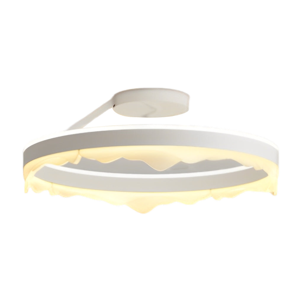 Round LED Semi-Flush Mount Ceiling Light Nordic Modern Iron Acrylic White Stepless Dimmable 16 20 Inch