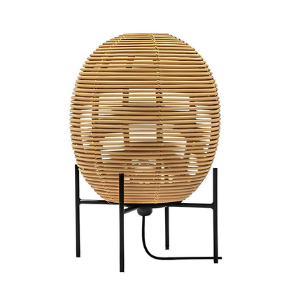 Boho Floor Lamp Rattan Globe Shade Black Iron Frame Rustic Farmhouse Warm White 3000K 3 Sizes Up To 63 Inch