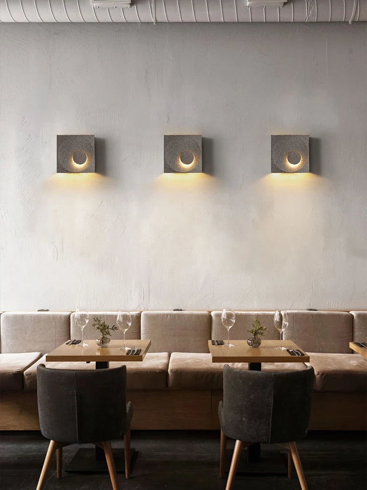 Cement LED Wall Sconce Wabi Sabi Minimalist Bedroom Hallway Frosted