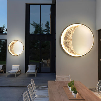 Round Resin Crescent Moon LED Outdoor Wall Sconce IP54 Black