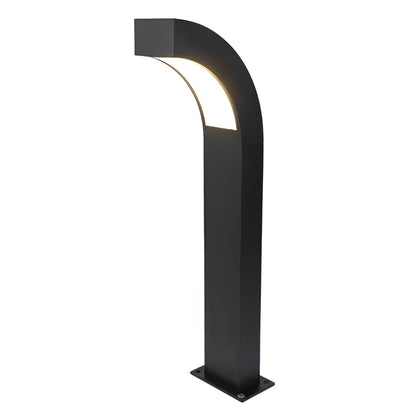 Curved Die-Cast Aluminum LED Path Light Black Minimalist Outdoor Landscape 24'' IP65