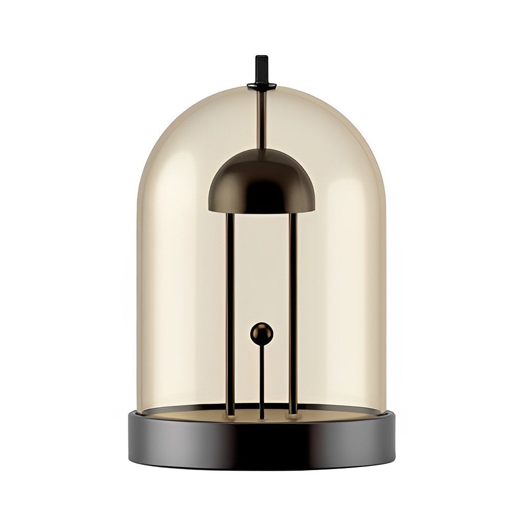 Modern Rechargeable LED Table Lamp Mid Century Smoked Glass Dome Dimmable DIY Detachable Shade Cordless Warm White 3000K Gold Silver Black 9.6 Inch