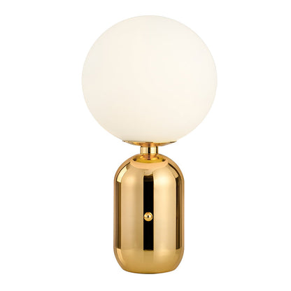 Modern Table Lamp Frosted Glass Globe Electroplated Metal Column Nordic E27 LED Gold Black 3 Sizes Up To 19.3 Inch