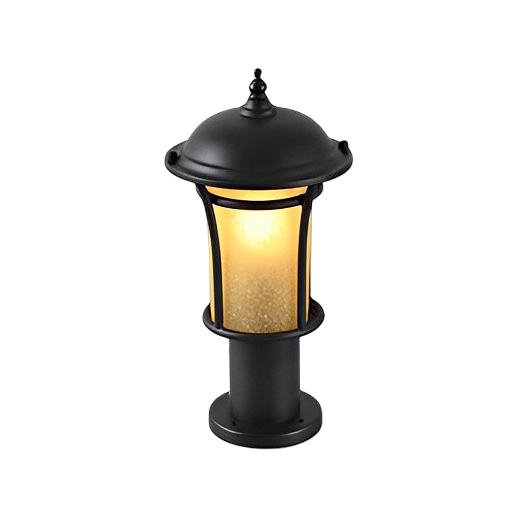 Old England Style Outdoor Garden Post Light Black Iron Handmade Glass LED 3 Heights Yard Path