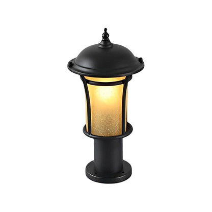 Old England Style Outdoor Garden Post Light Black Iron Handmade Glass LED 3 Heights Yard Path
