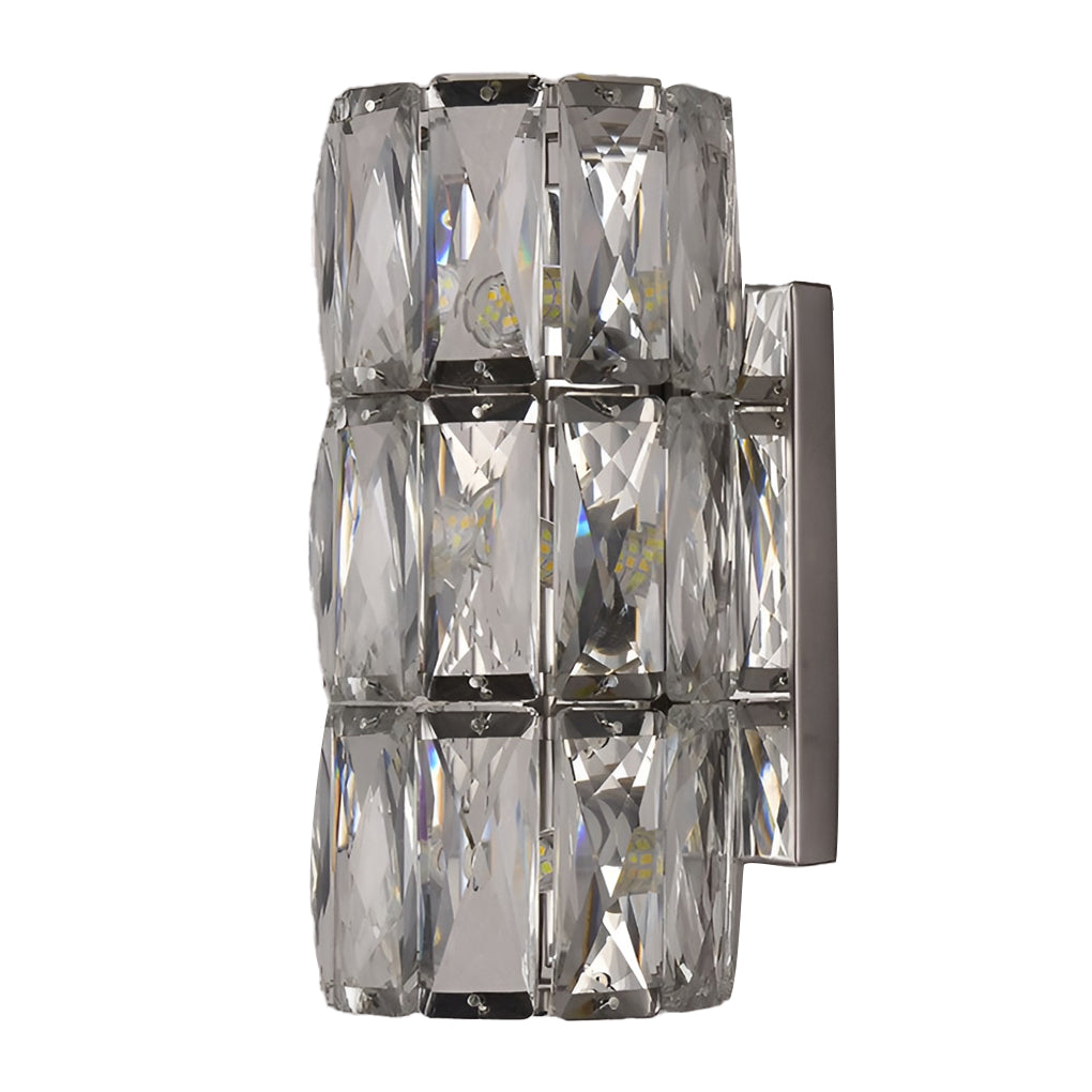 Cylindrical Crystal LED Wall Sconce Stainless Steel G9 3-Step CCT 3000K–6000K 3 Heights Indoor
