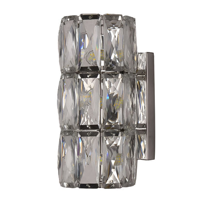Cylindrical Crystal LED Wall Sconce Stainless Steel G9 3-Step CCT 3000K–6000K 3 Heights Indoor