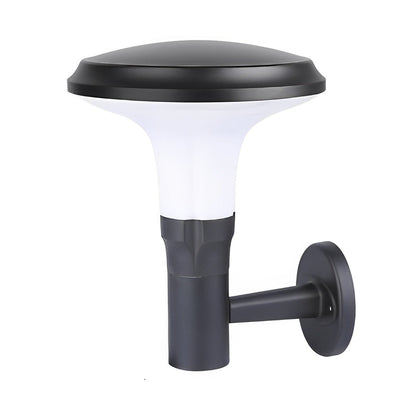 Modern Solar LED Outdoor Wall Sconce Round Flower Aluminum PC Shade IP65 2CCT Black Park Villa Garden