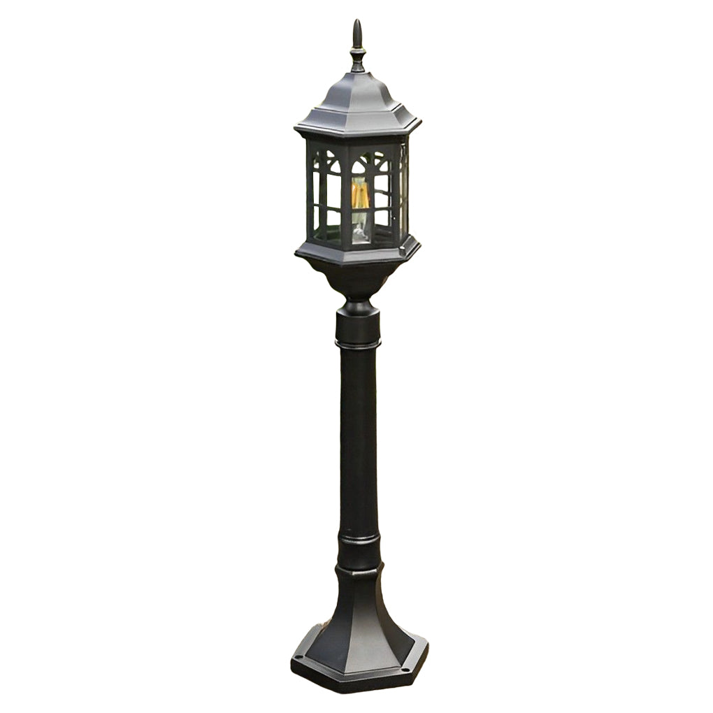 Modern Industrial Slim Post Outdoor Lamp Black or Bronze Die-Cast Aluminum Cylindrical Glass 32 Inch