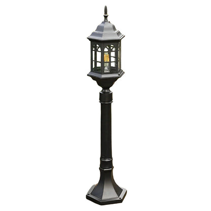 Modern Industrial Slim Post Outdoor Lamp Black or Bronze Die-Cast Aluminum Cylindrical Glass 32 Inch