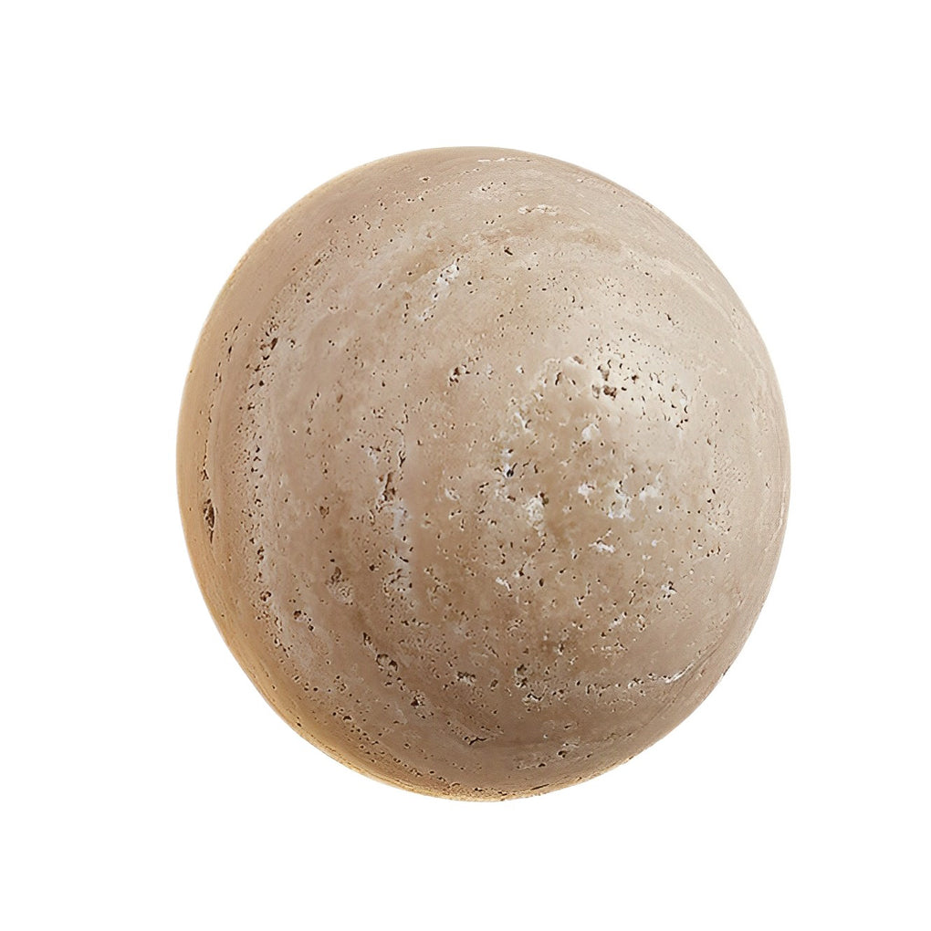 Japanese Travertine Round LED Wall Sconce — Minimalist Stone Wall Lighting
