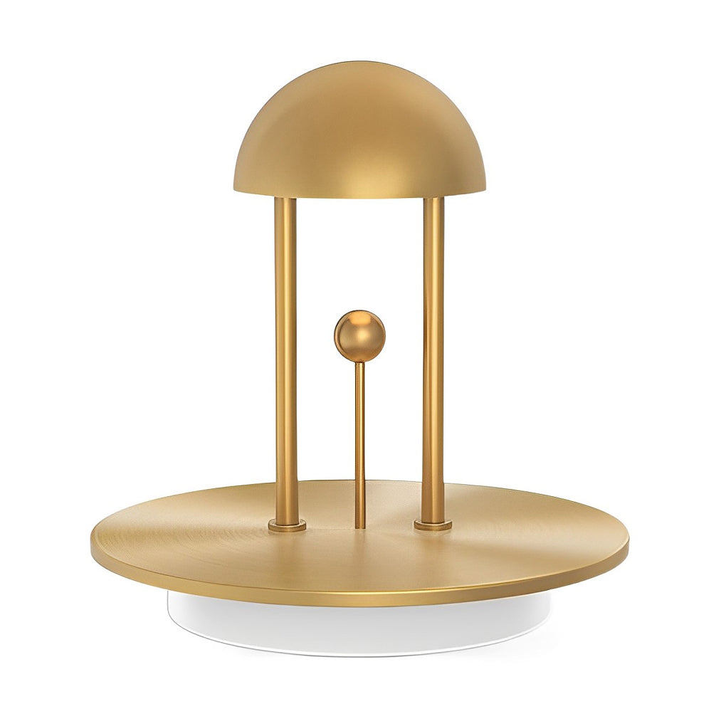 Modern Rechargeable LED Table Lamp Nickel Jingle Sphere Infrared Touch Dimmable Cordless Warm White 2400K Gold Silver 5.7 Inch