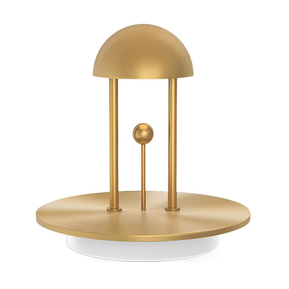 Modern Rechargeable LED Table Lamp Nickel Jingle Sphere Infrared Touch Dimmable Cordless Warm White 2400K Gold Silver 5.7 Inch
