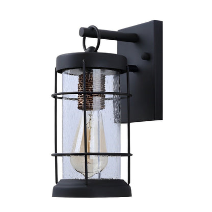 Rustic Outdoor Wall Lantern Iron Bubbles Glass E27 Black Waterproof Industrial Retro Porch 12 Inch