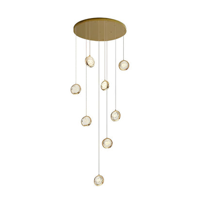 Staircase Chandelier Stainless Steel Gold Gas-Injected Hand-Blown Crystal Globe Cluster Integrated LED Modern Fixed Warm White Five Configurations 8-Light to 36-Light