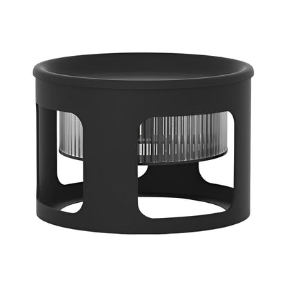 Round Outdoor Table Lamp Solar or Hardwired LED Stainless Steel Black Under-Table Lighting 3000K IP65 3 Sizes Garden Lawn