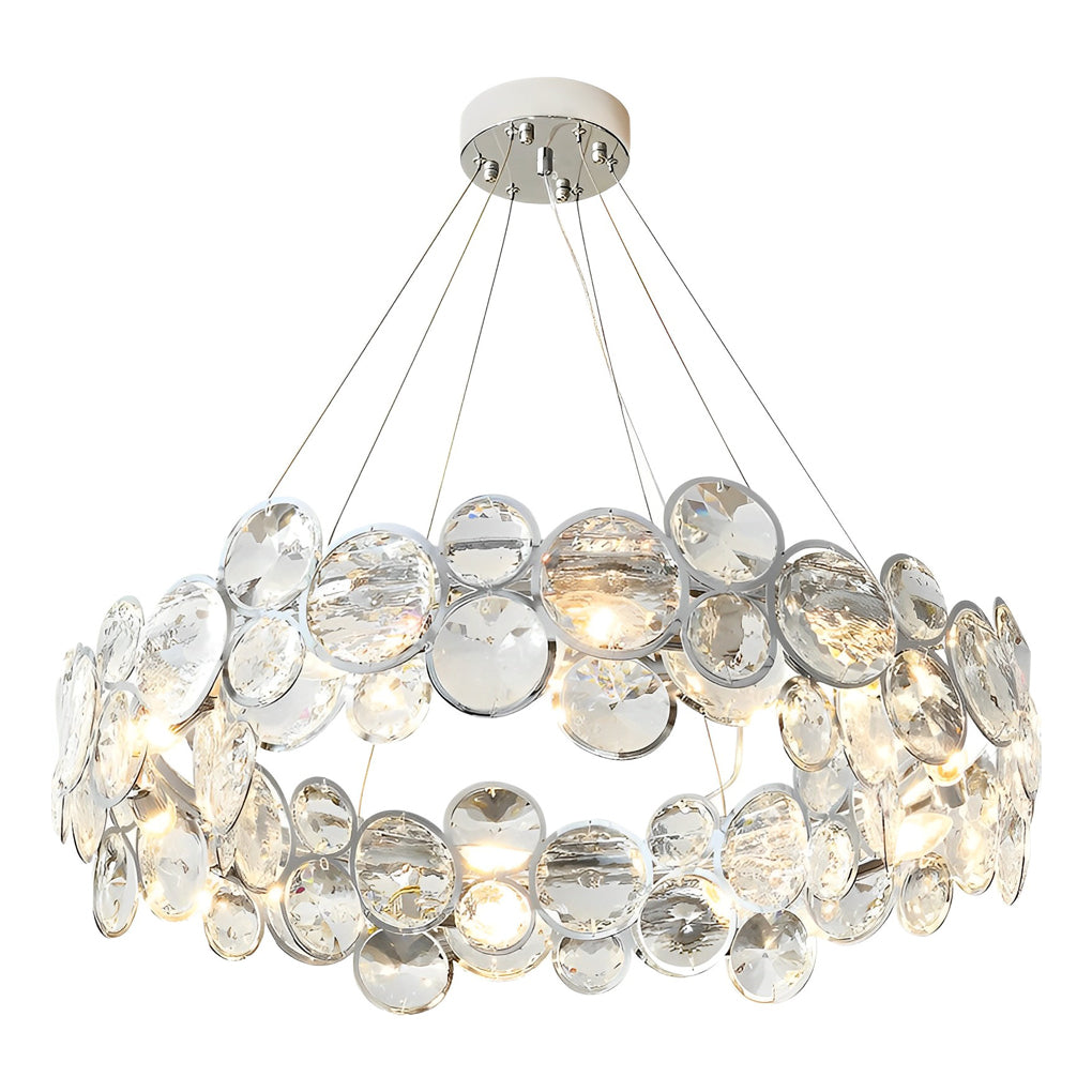 Round Bubble Crystal Chandelier Stainless Steel E14 3000K Electroplated Silver 4 Sizes Indoor