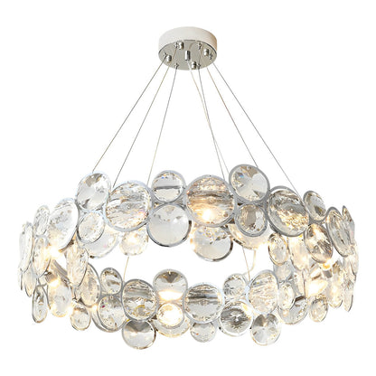 Round Bubble Crystal Chandelier Stainless Steel E14 3000K Electroplated Silver 4 Sizes Indoor