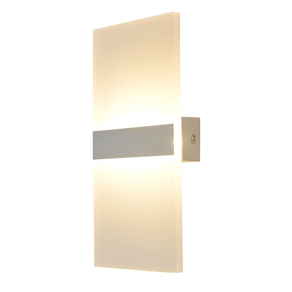 Rectangular LED Wall Sconce Acrylic Modern Minimalist Hardwired Bedroom Hallway Black Gold Silver