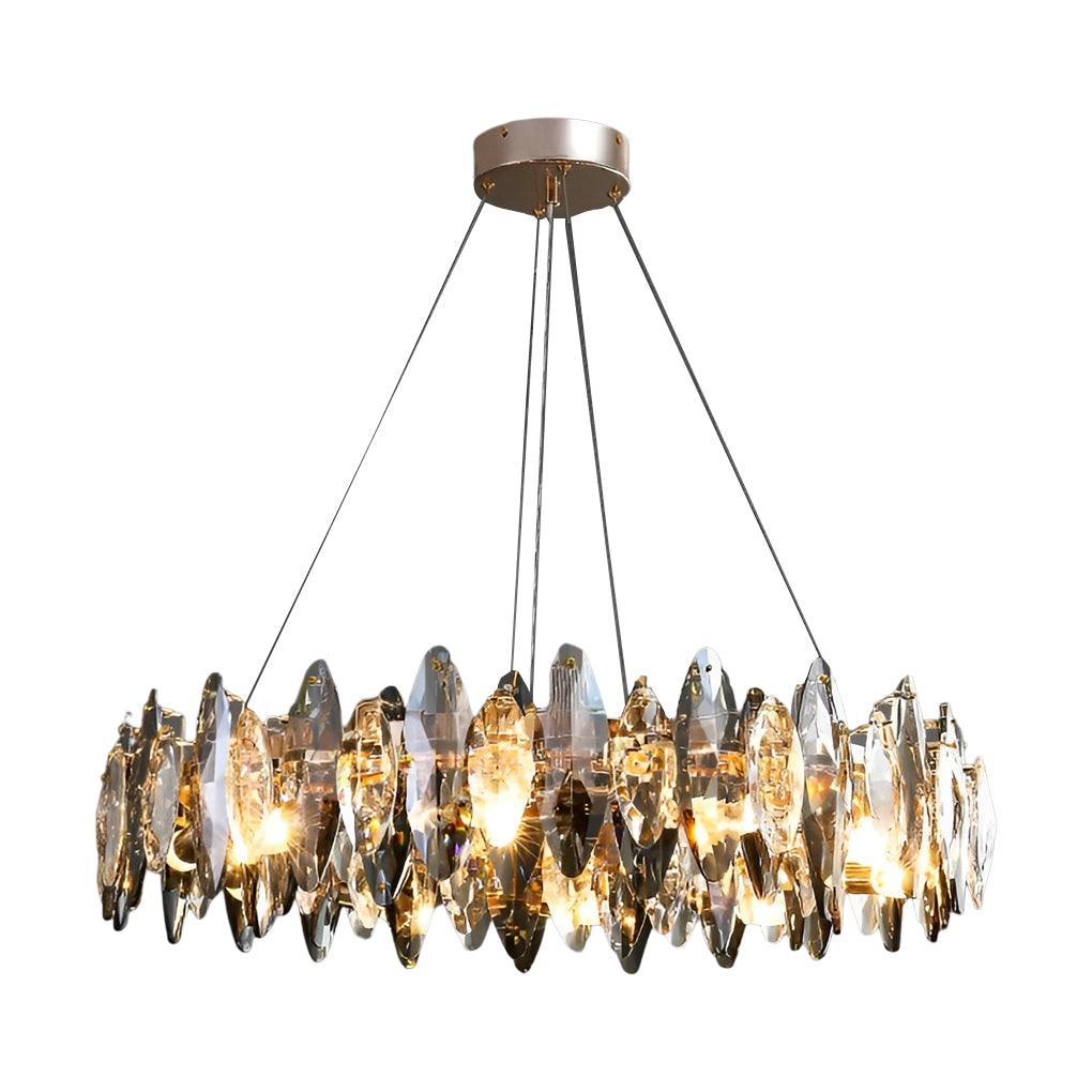 Nordalight Smoke Gray Crystal Chandelier Round Iron Oval K9 LED Modern Nordic