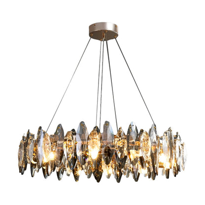 Nordalight Smoke Gray Crystal Chandelier Round Iron Oval K9 LED Modern Nordic