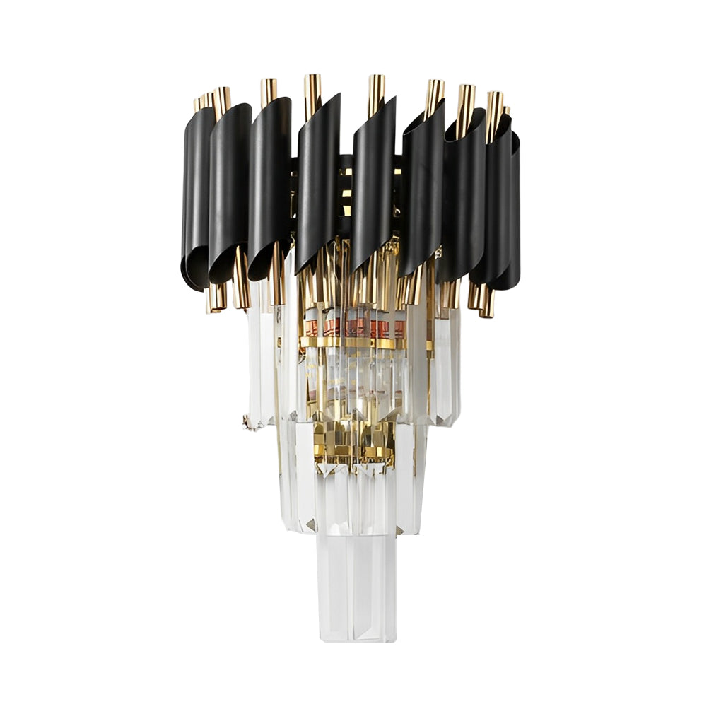 Modern Crystal Wall Sconce – Black & Gold Luxury E14 Wall Light Fixture