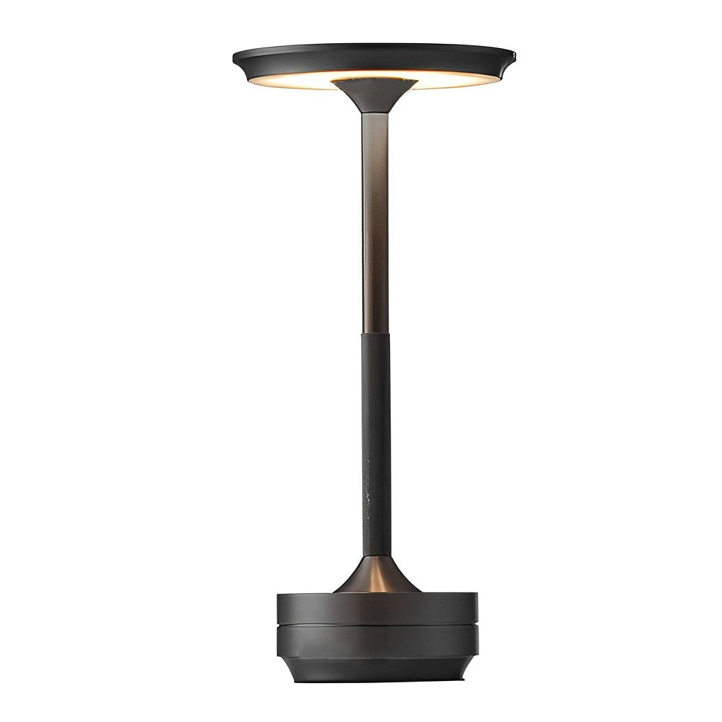 Rechargeable UFO Disc Table Lamp Polished Metal 3-Step Dimming Touch Cordless Gold Silver or Black