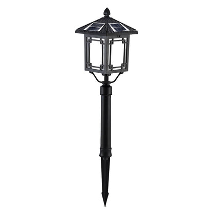 Ancient House Style Solar Outdoor Post Light Black Aluminum 3 Step Dimming Remote 3 Heights IP54