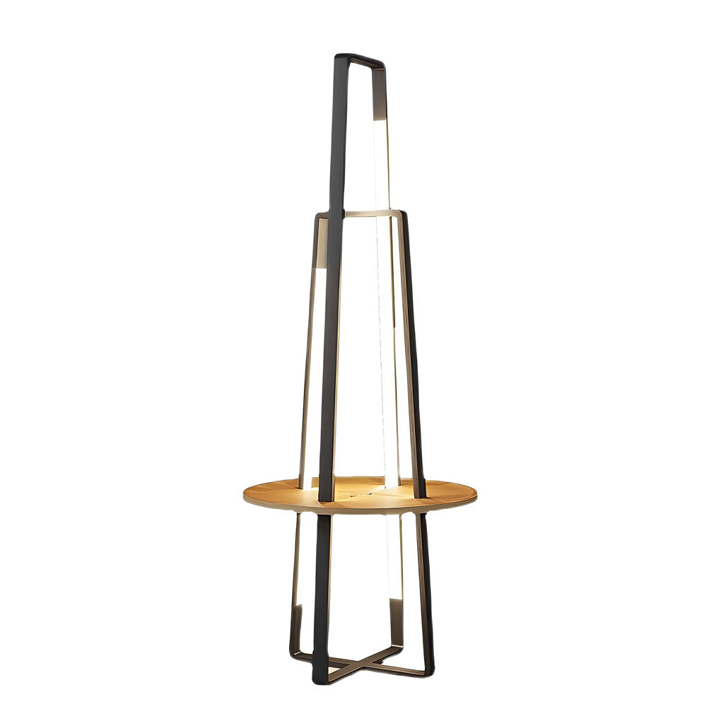 Modern Floor Lamp with Tray Dual Stand LED Remote Dimmable 3000K 6000K Black Metal Wood Tray Living Room Bedside 63 Inch