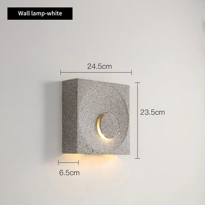 Cement LED Wall Sconce Wabi Sabi Minimalist Bedroom Hallway Frosted