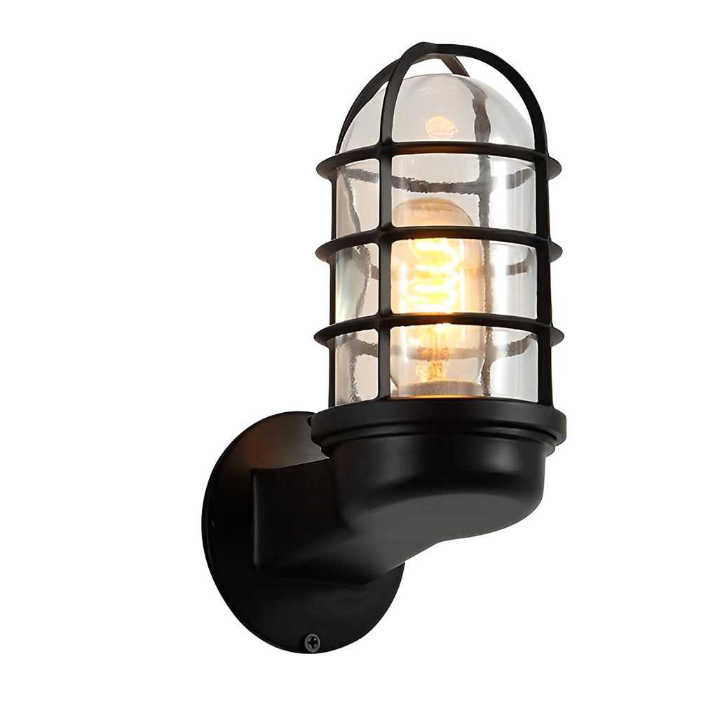 Retro Cage LED Outdoor Wall Sconce Die-Cast Aluminum Glass Black Bronze E27 3000K Indoor Outdoor
