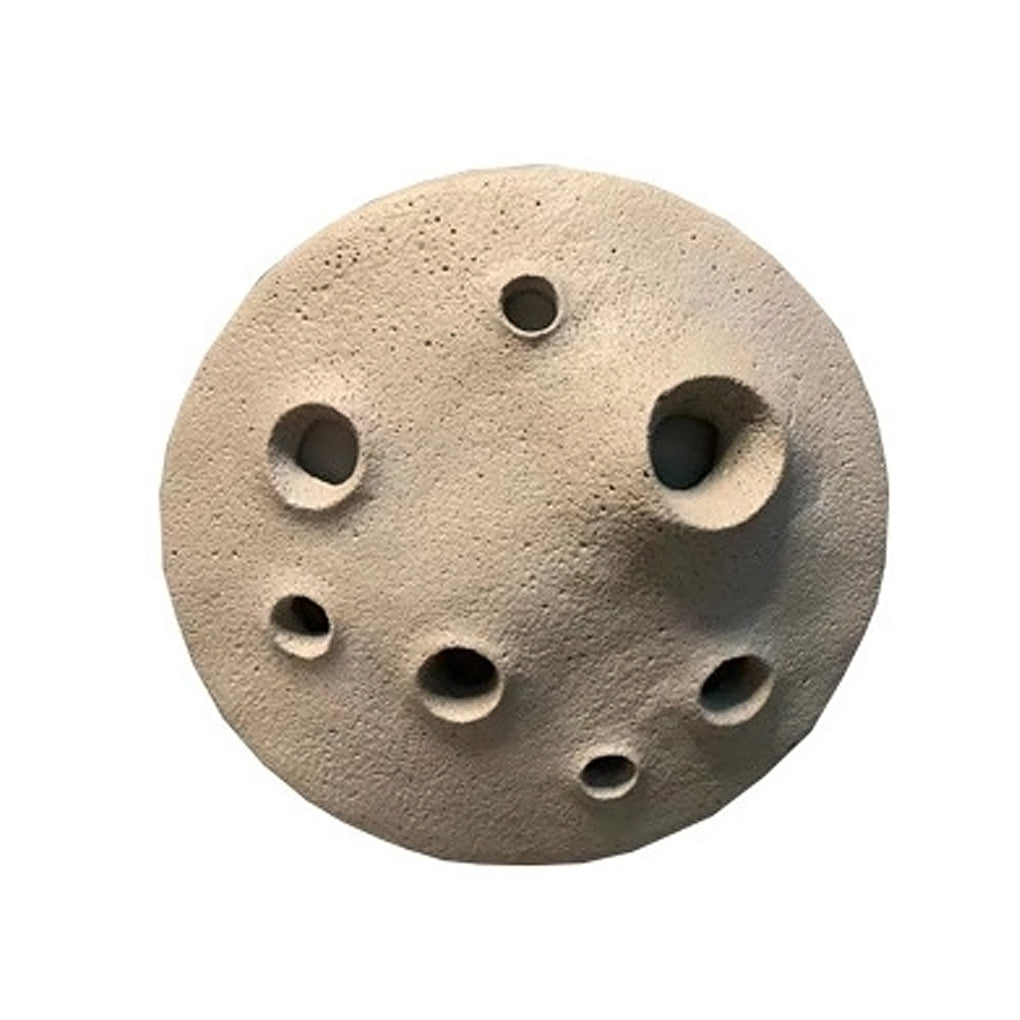 Modern Outdoor Wall Sconce Round Stone Cement Lunar Crater LED IP65 Gray Industrial 12 18 Inch